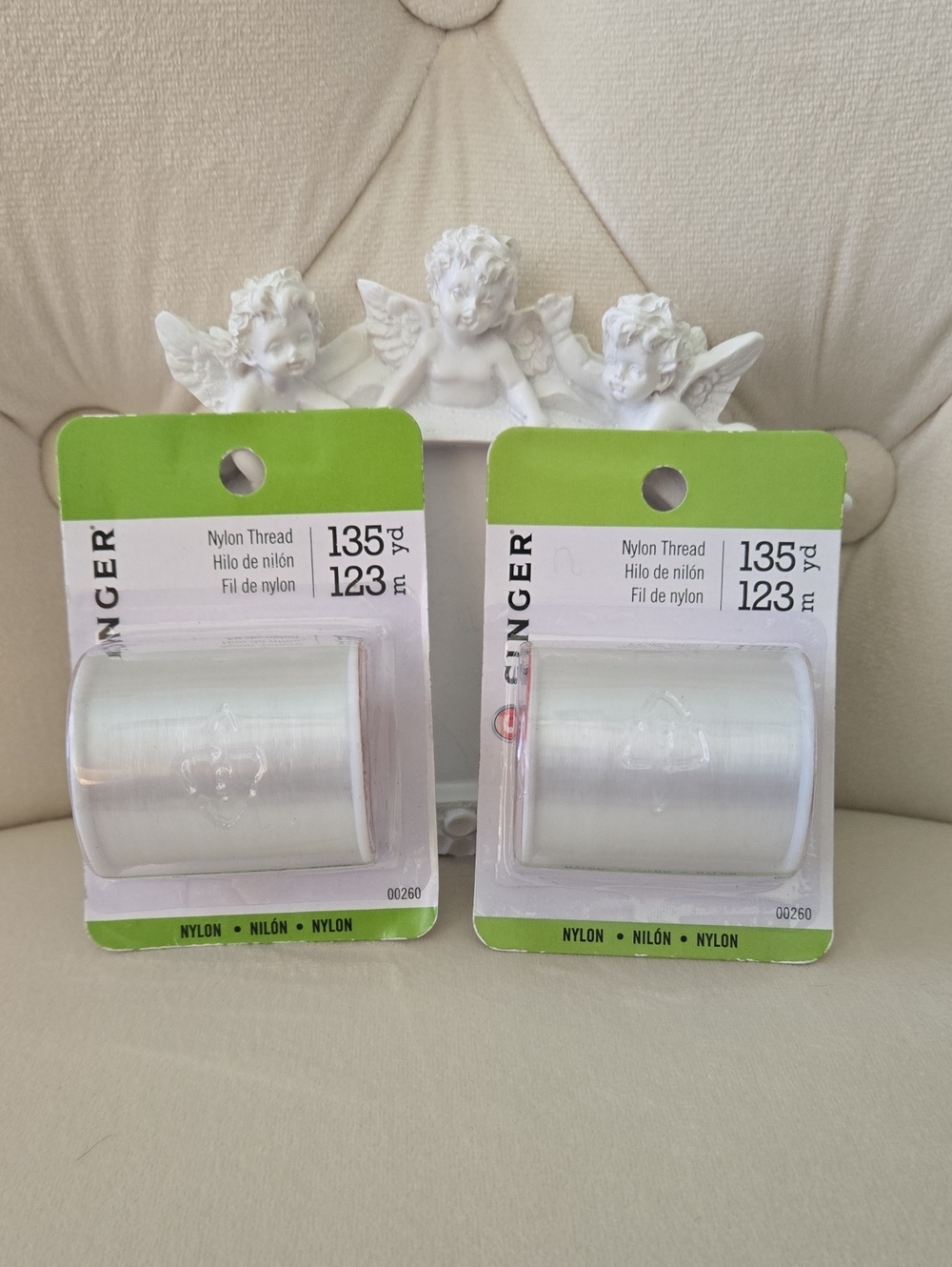 Singer Clear Nylon Thread Spool - White (2 Pack), NWT